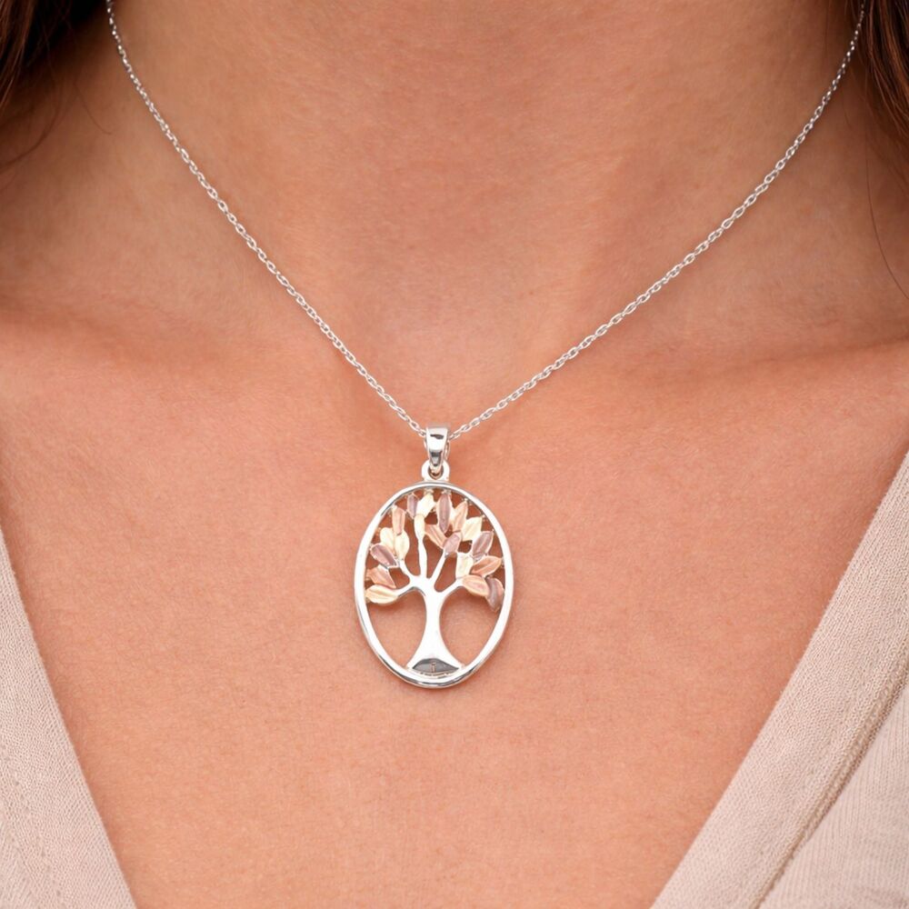 Natural Elements Silver Enameled Tree Necklace